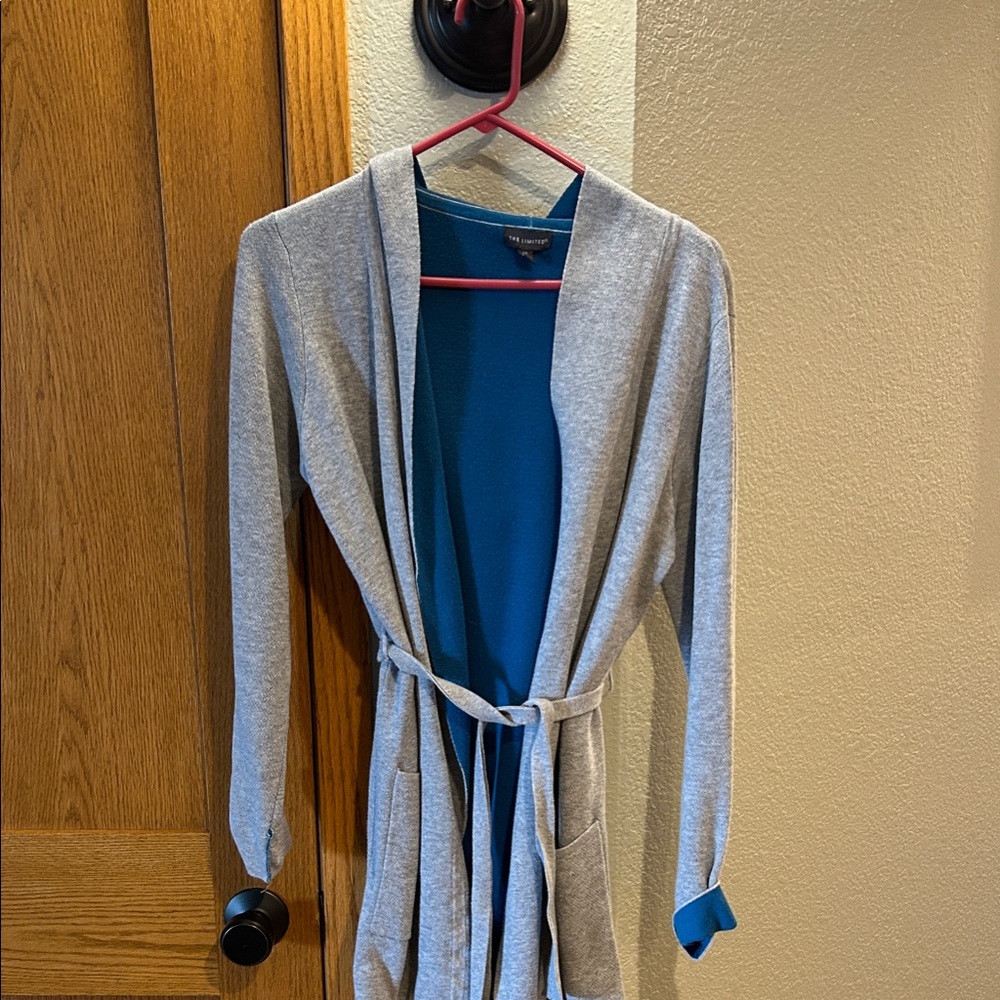 The Limited Gray and Blue Cardigan